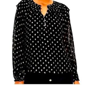 Loft shimmer clip ruffle button blouse